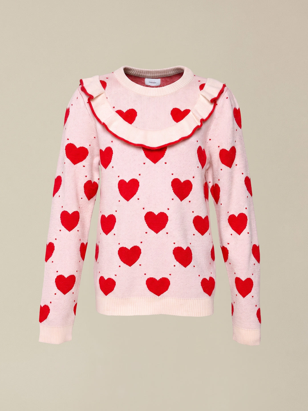 GIRLS Heart Print Ruffle Knit Top