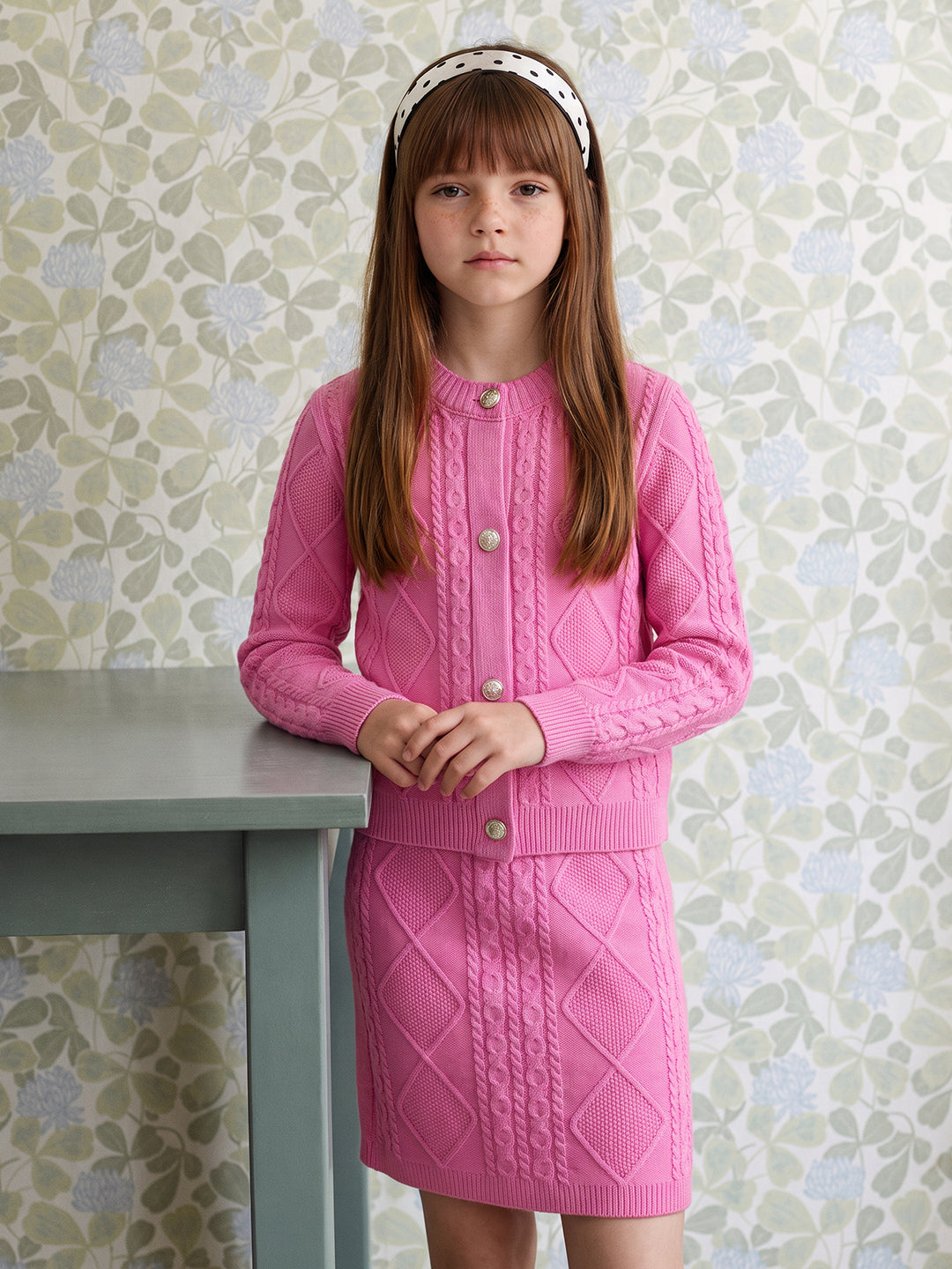 GIRLS Pink Cable Knit Skirt
