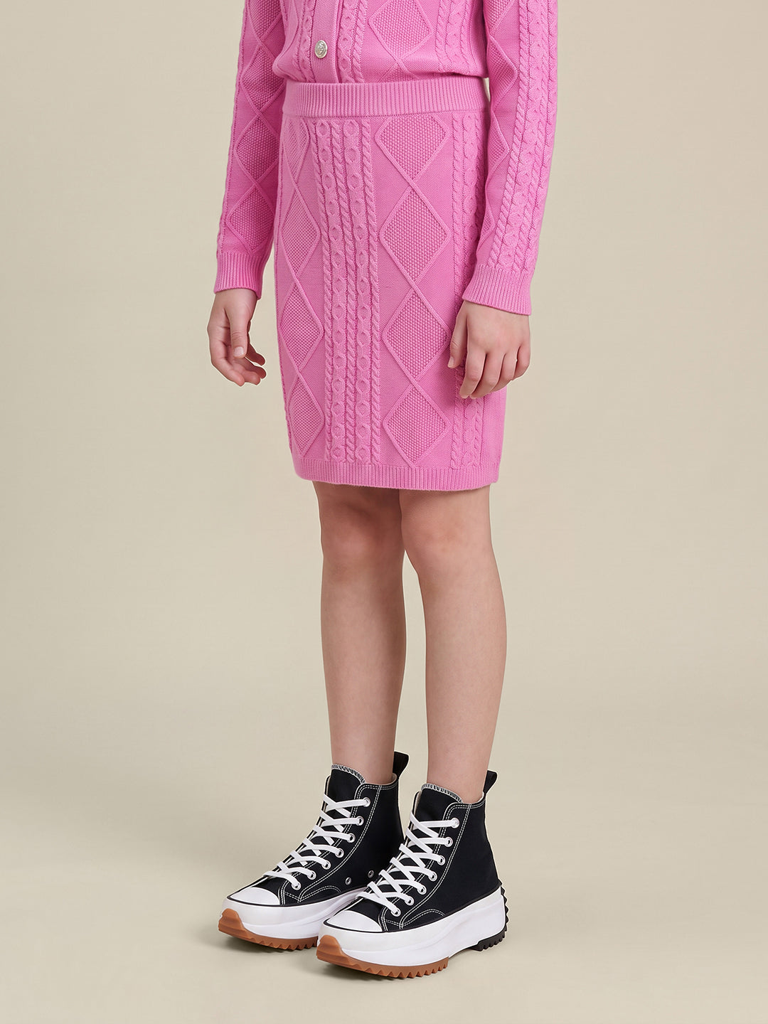 GIRLS Pink Cable Knit Skirt