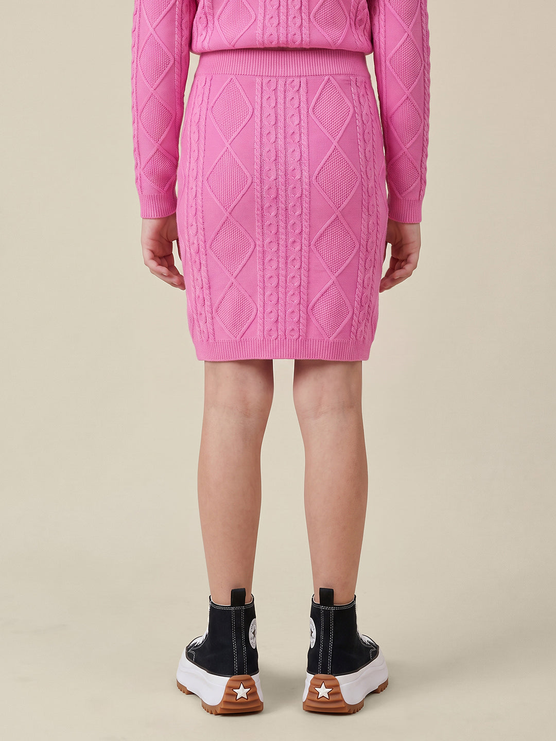 GIRLS Pink Cable Knit Skirt