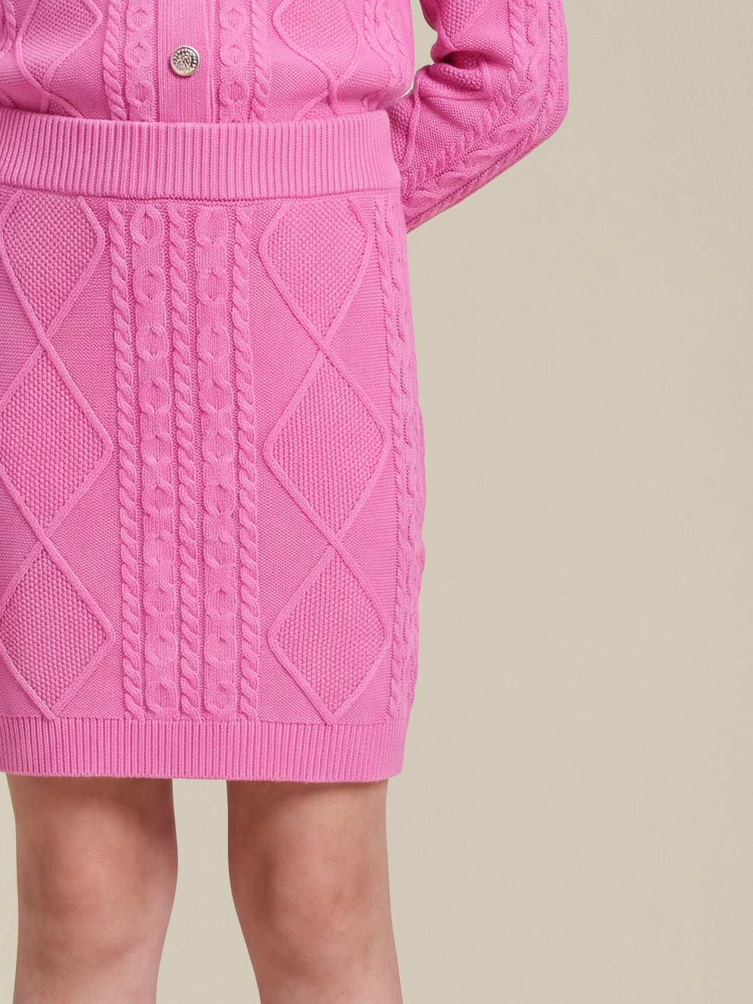 GIRLS Pink Cable Knit Skirt