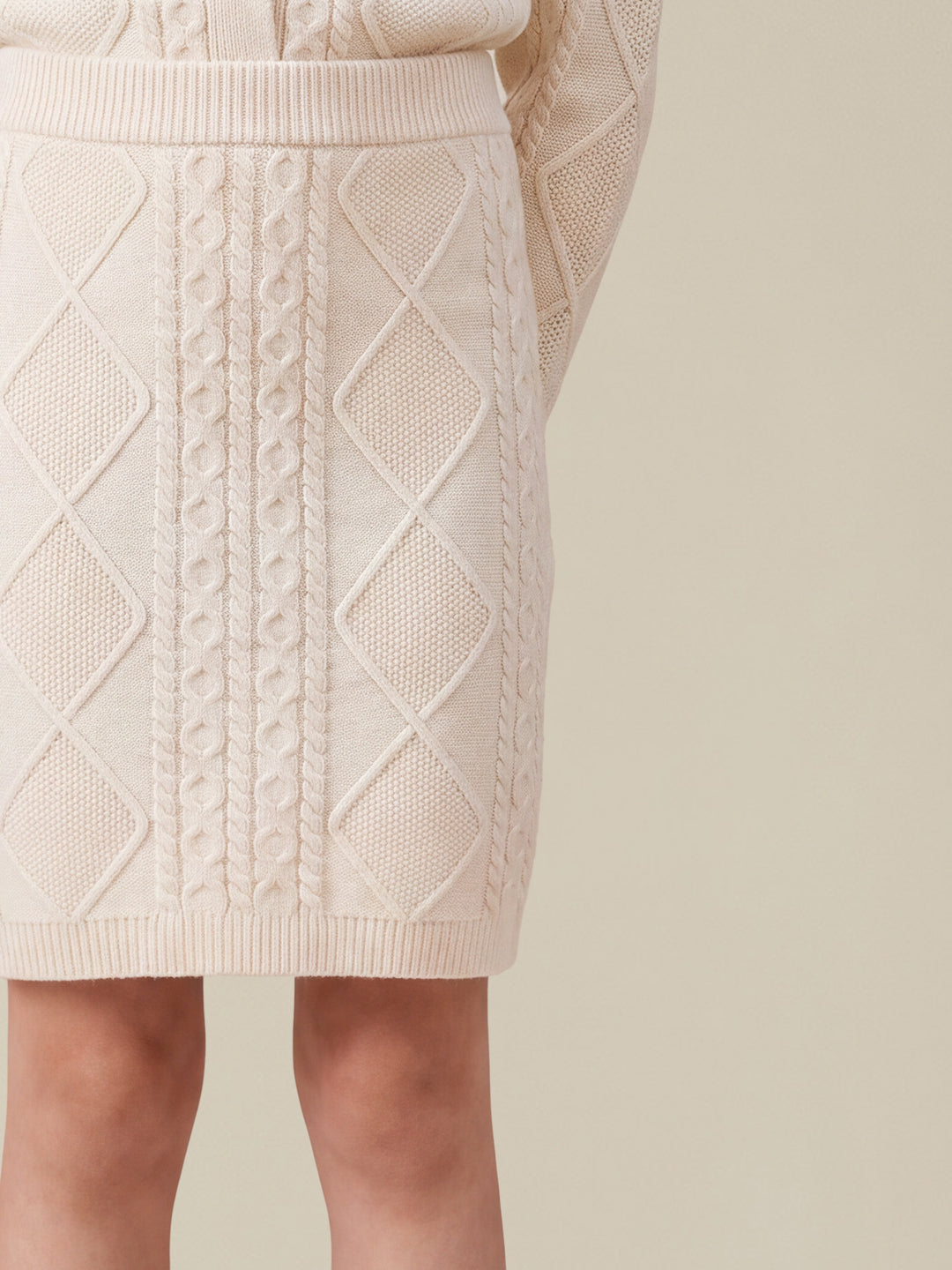 GIRLS White Cable Knit Skirt