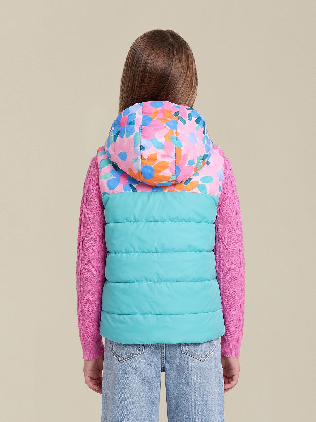 GIRLS Printed Hooded Reversible Jacket