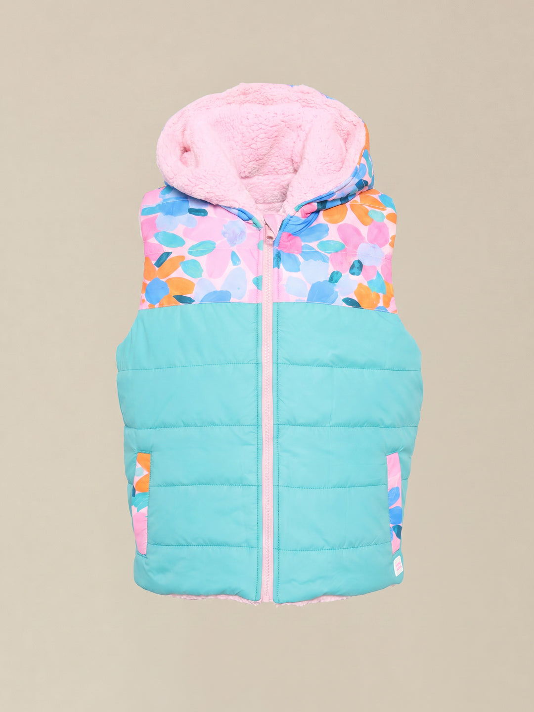 GIRLS Printed Hooded Reversible Jacket