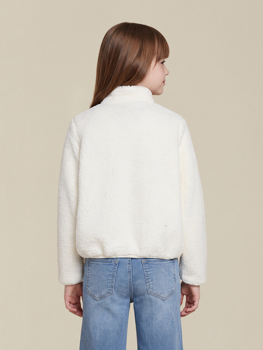 GIRLS White Floral Fleece Jacket