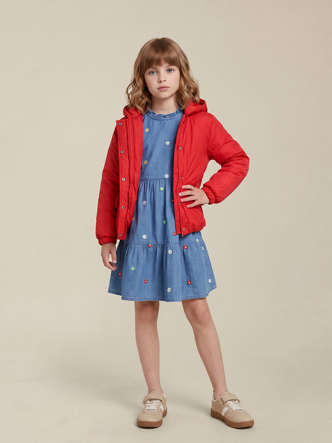GIRLS Red Hooded Jacket