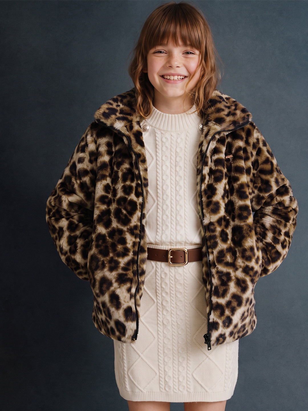 GIRLS Brown Animal Print Jacket