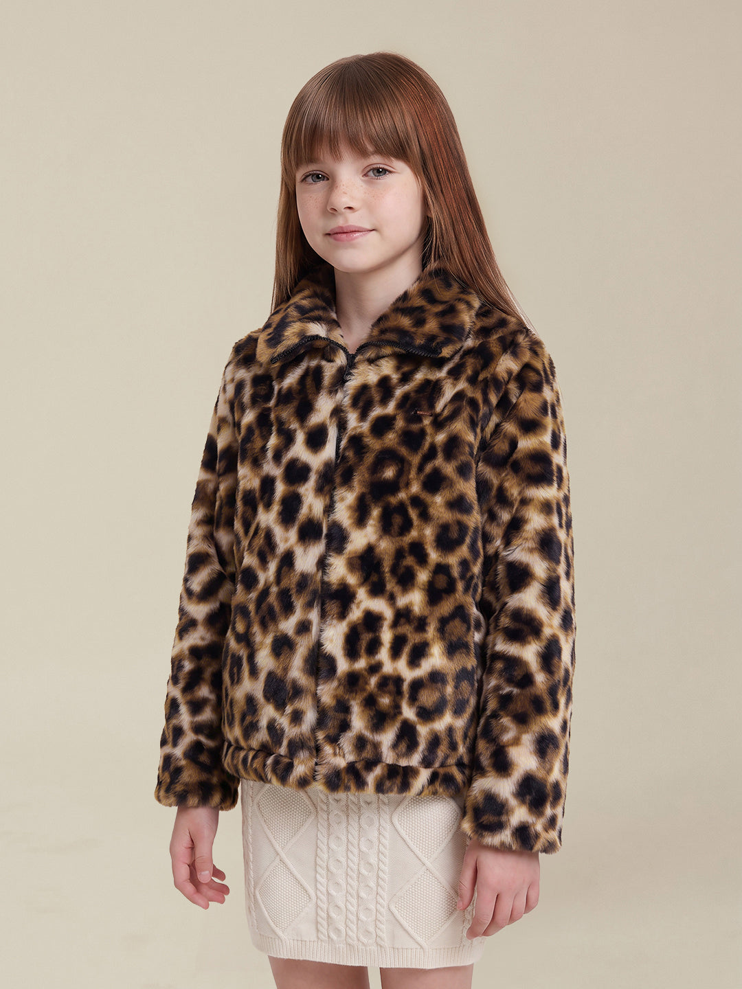 GIRLS Brown Animal Print Jacket