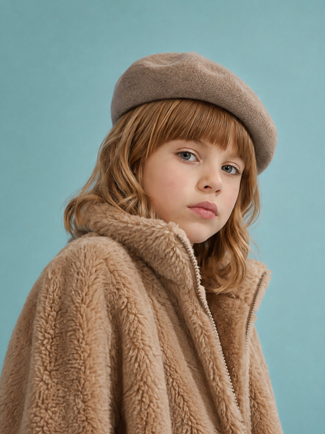 GIRLS Beige Faux Fur Jacket