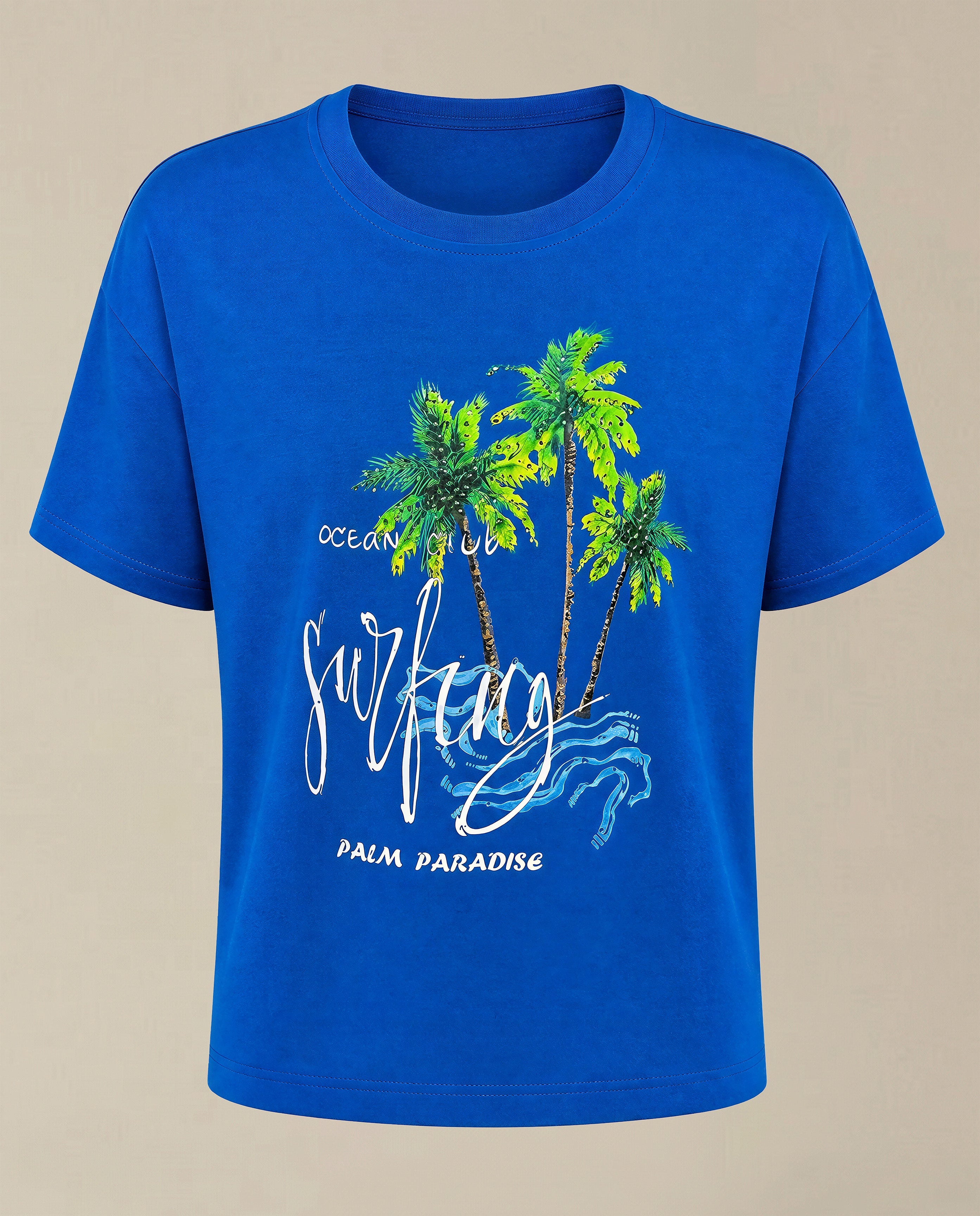 GIRLS Blue Printed Cotton T-shirt