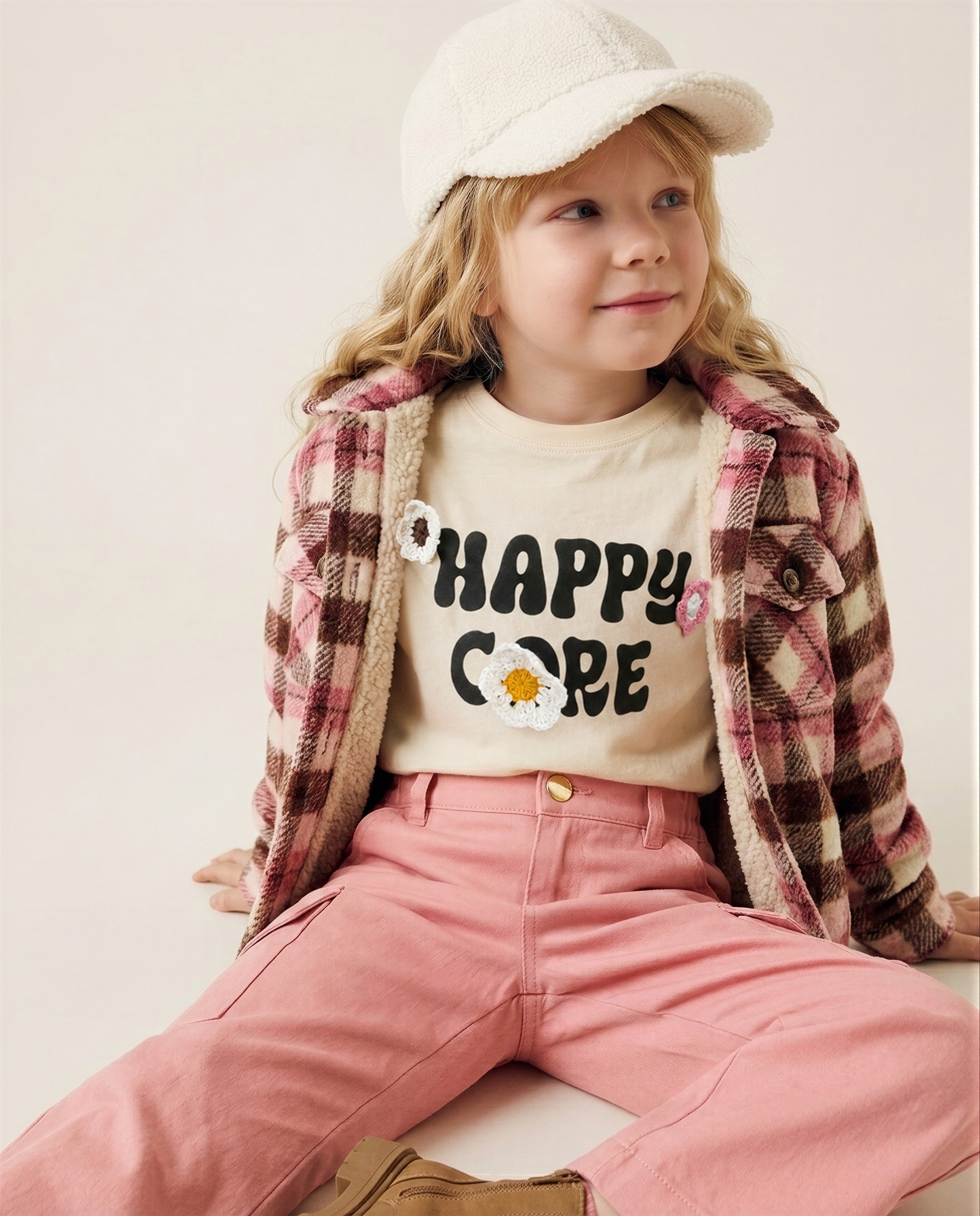 GIRLS Ecru Printed T-shirt