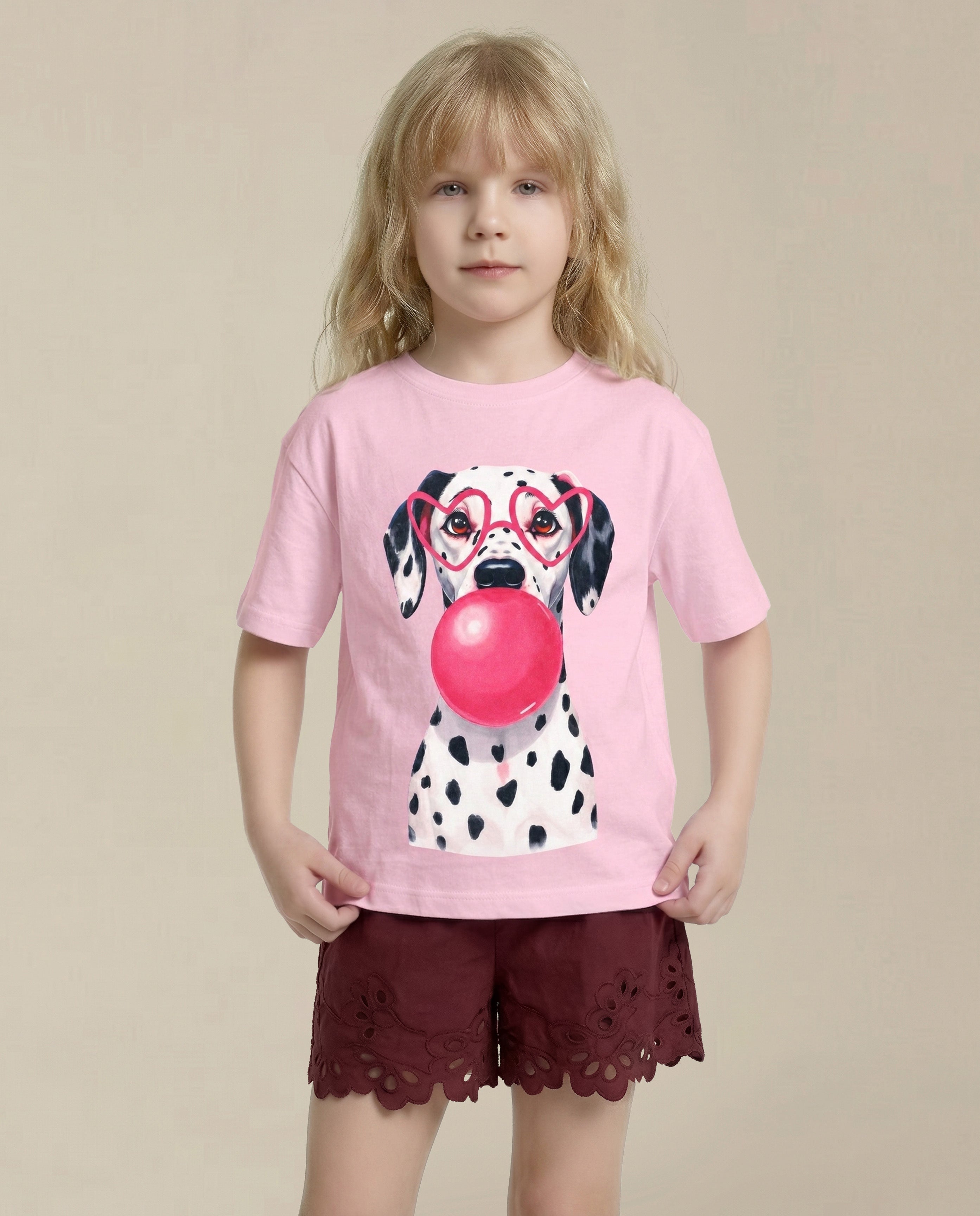 GIRLS Pink Printed T-shirt