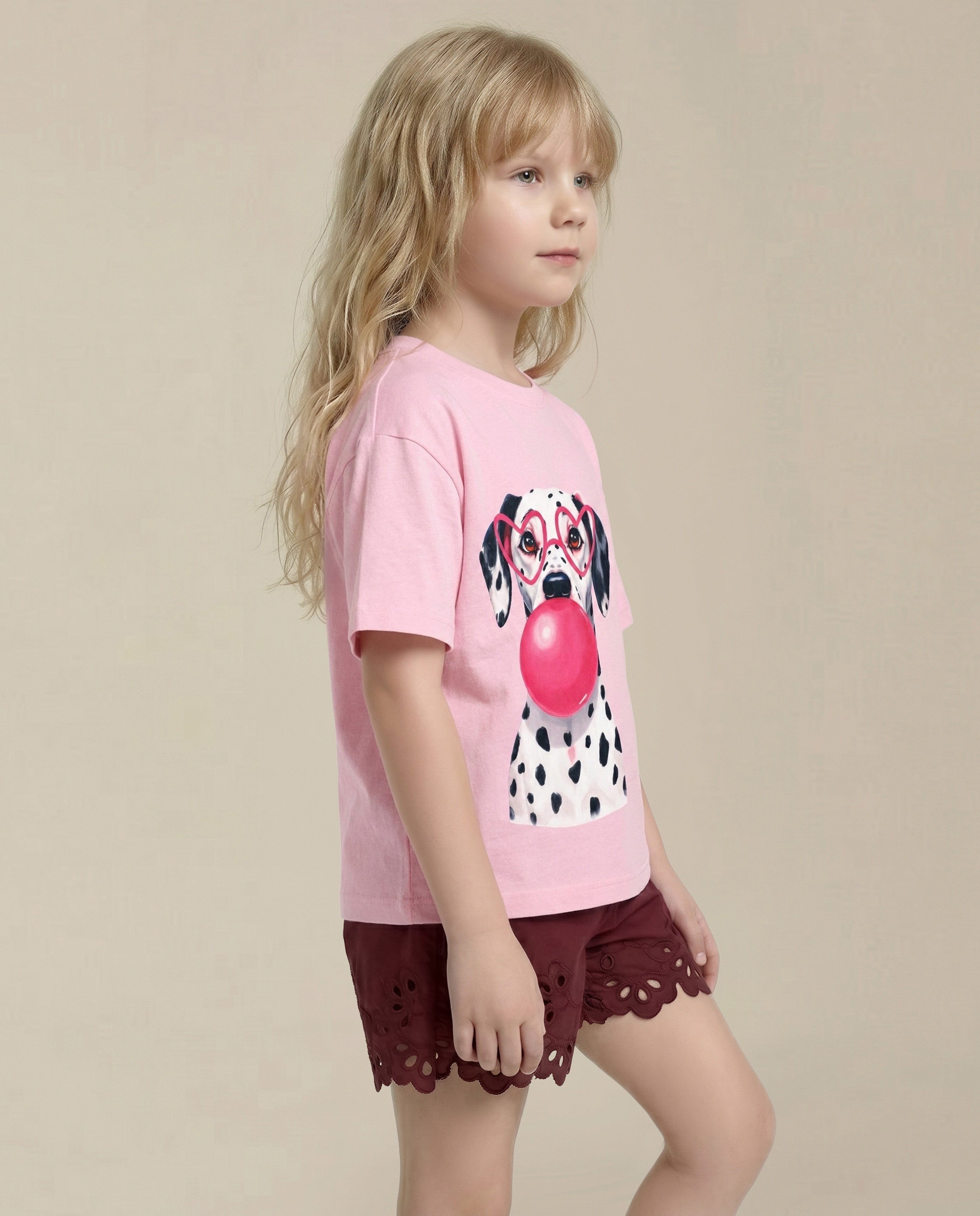 GIRLS Pink Printed T-shirt