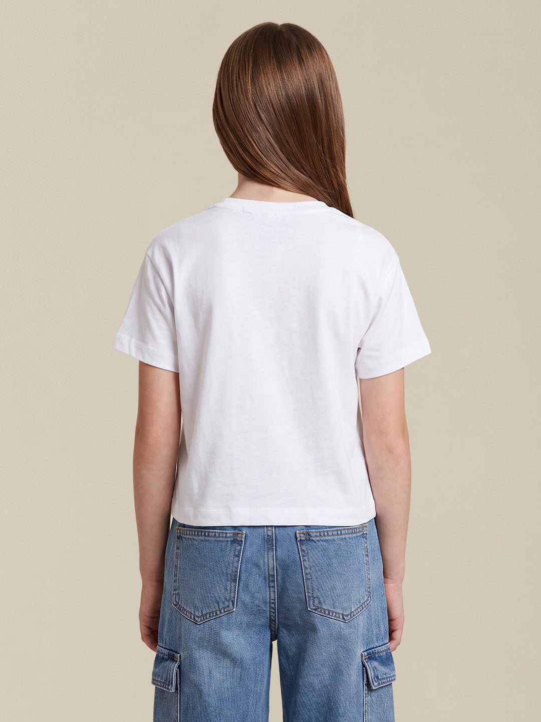 GIRLS White Printed Cotton T-shirt