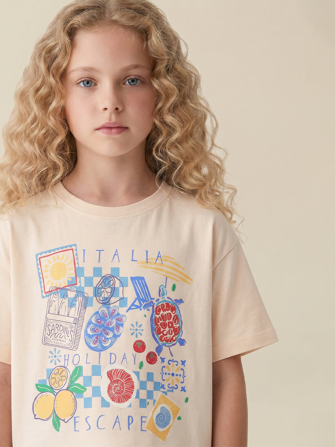GIRLS Ecru Graphic Print T-shirt