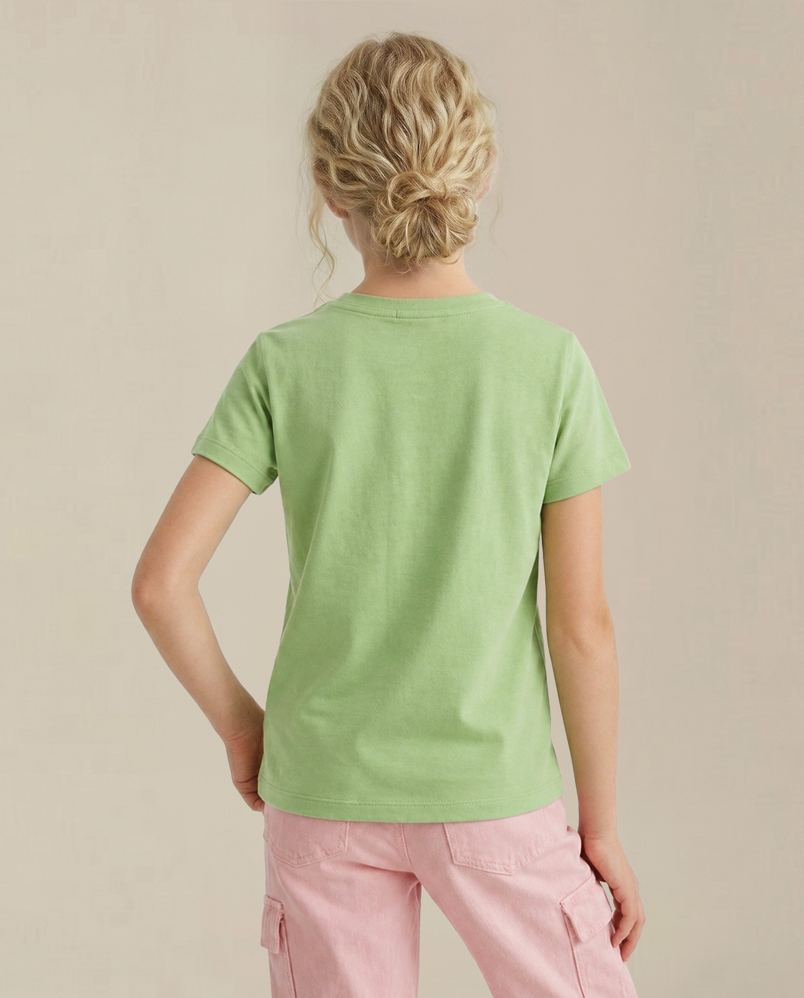 GIRLS Green Printed T-shirt