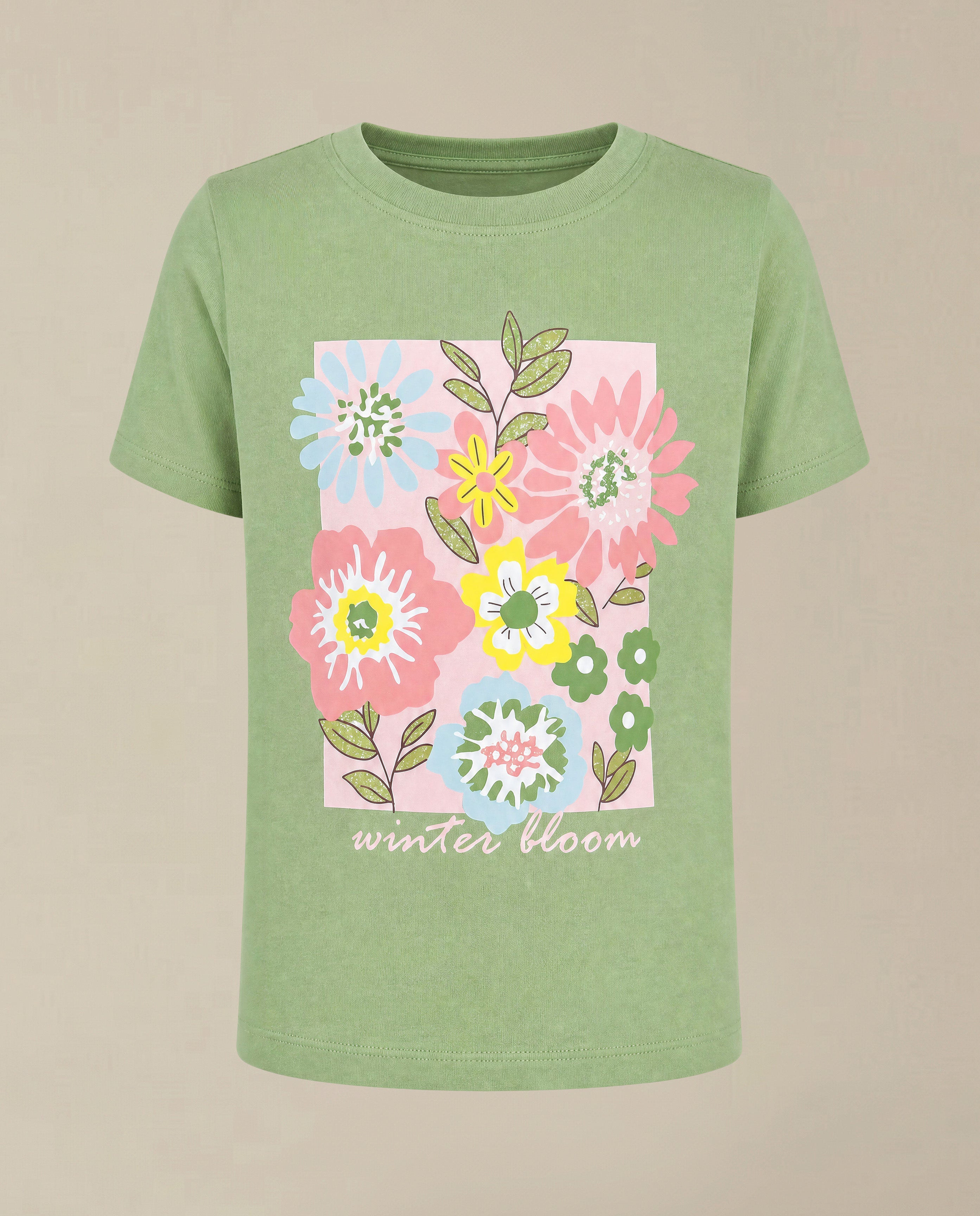GIRLS Green Printed T-shirt