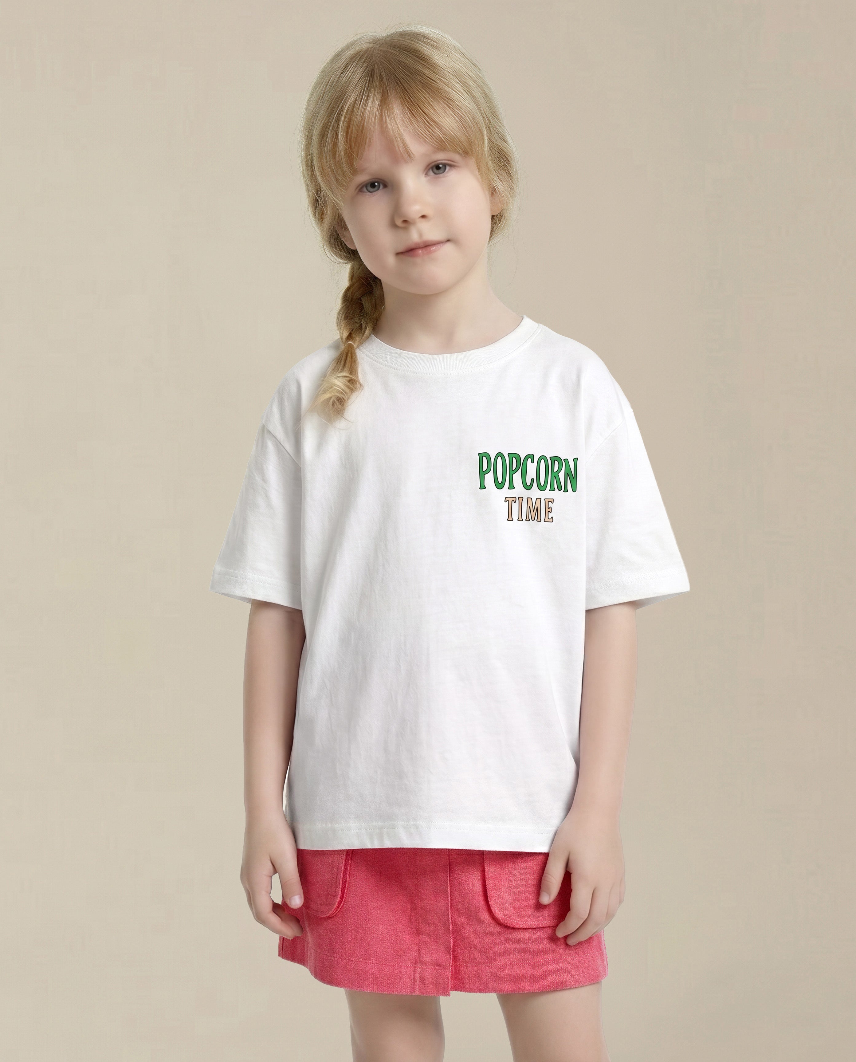 GIRLS White Printed T-shirt