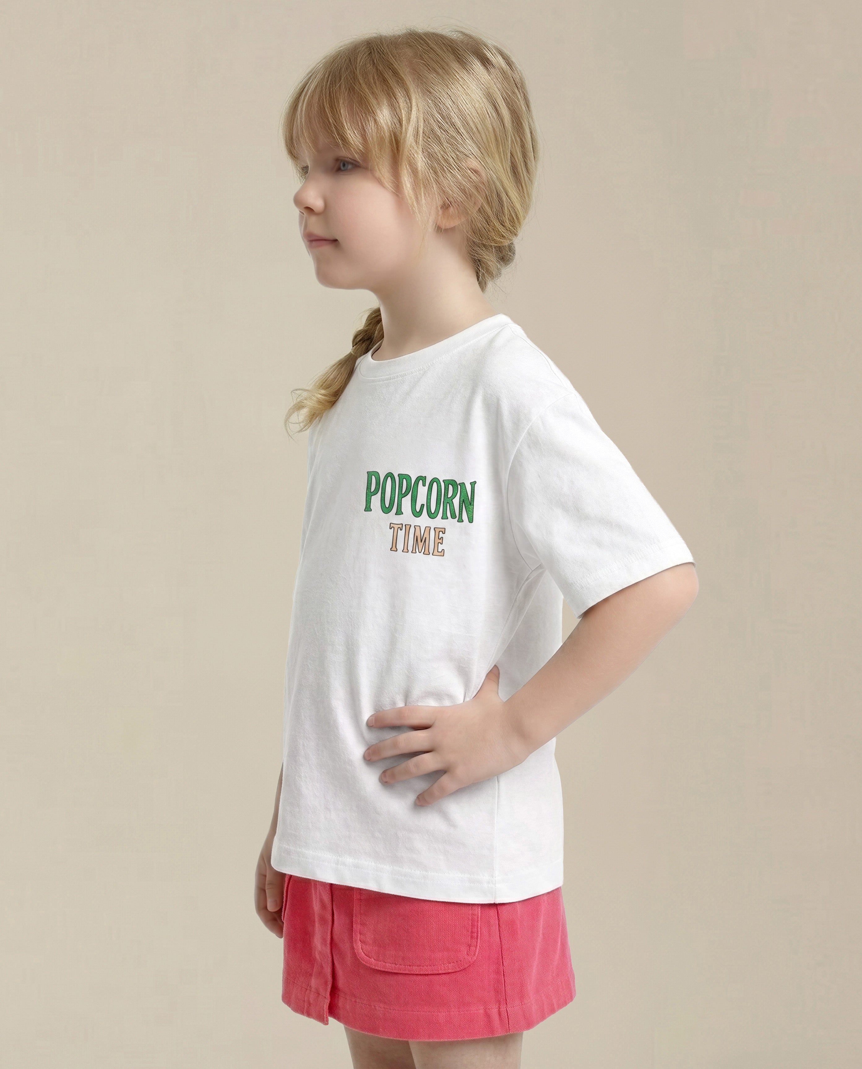 GIRLS White Printed T-shirt