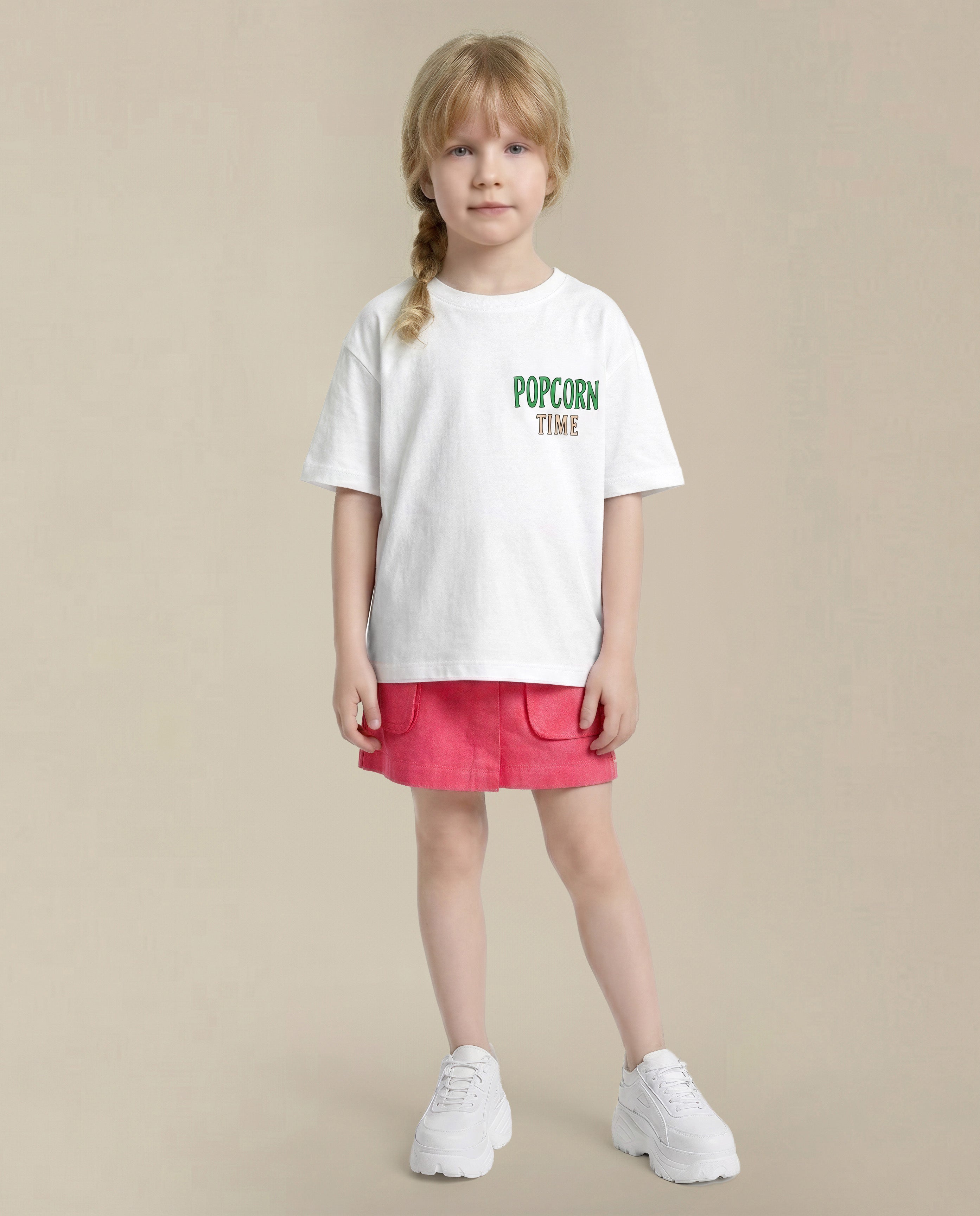 GIRLS White Printed T-shirt