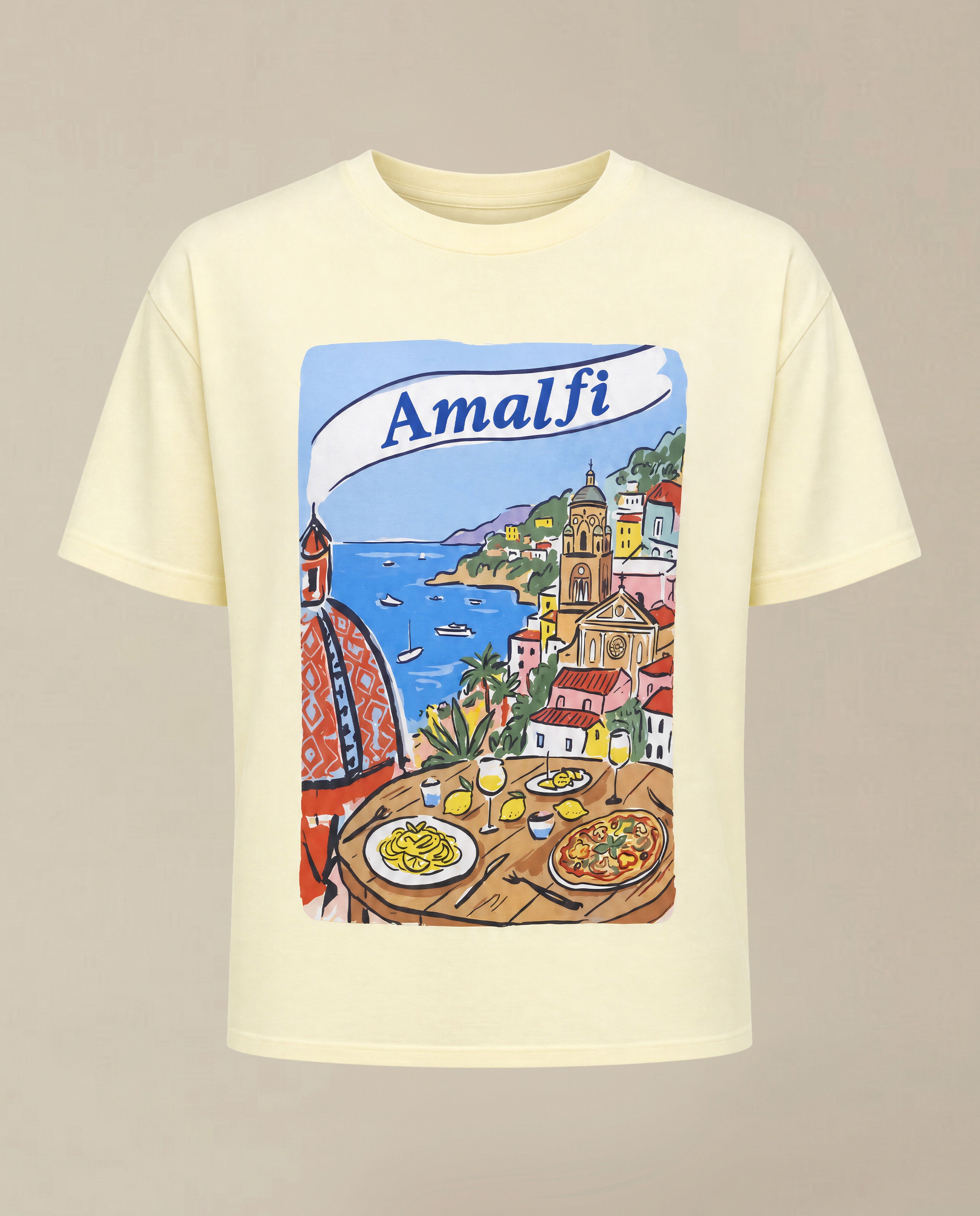 GIRLS Yellow Amalfi Coast Print T-shirt