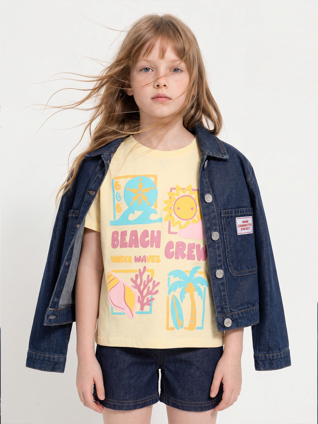 GIRLS Yellow Printed T-shirt