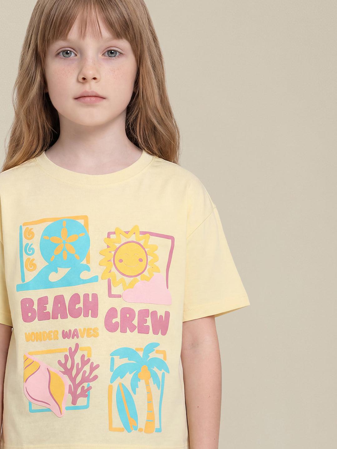 GIRLS Yellow Printed T-shirt