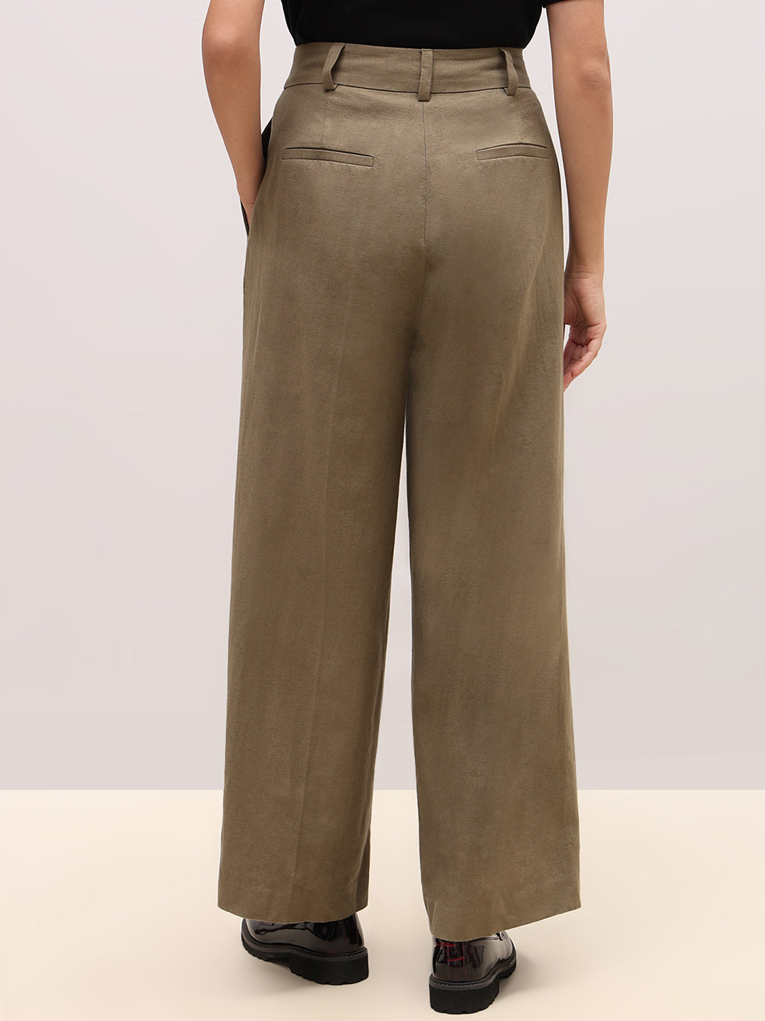 Olive High Rise Wide Leg Pants