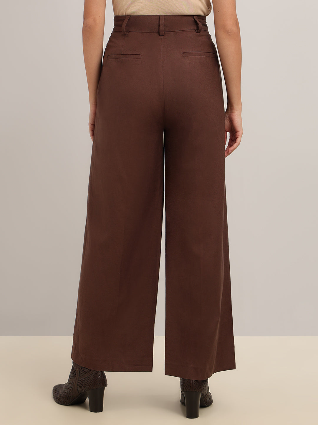 Brown High Rise Wide Leg Pants