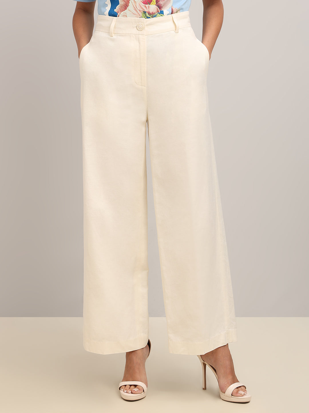 Off-White High Rise Wide Leg Pants
