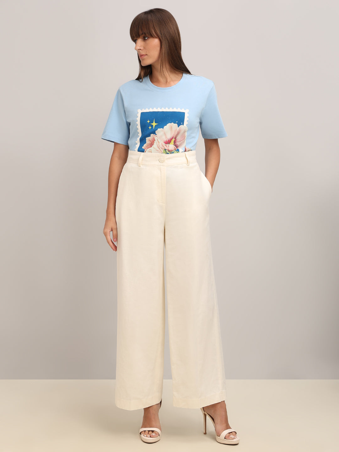 Off-White High Rise Wide Leg Pants