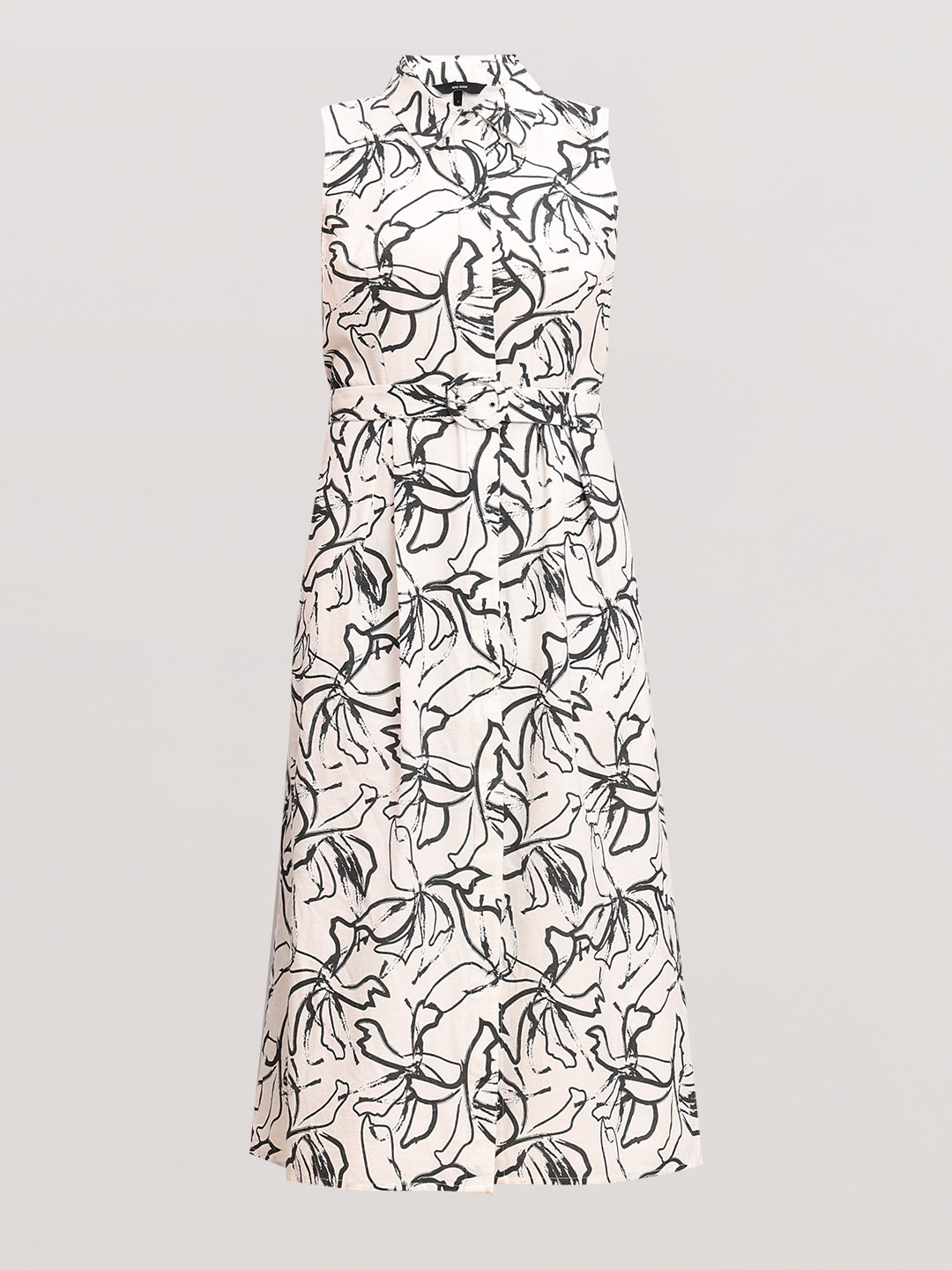 White Printed Midi Shirt Dress