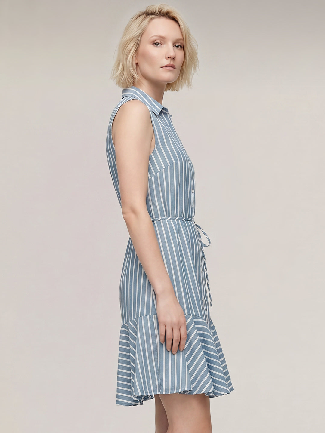 Blue Striped Shirt Dress