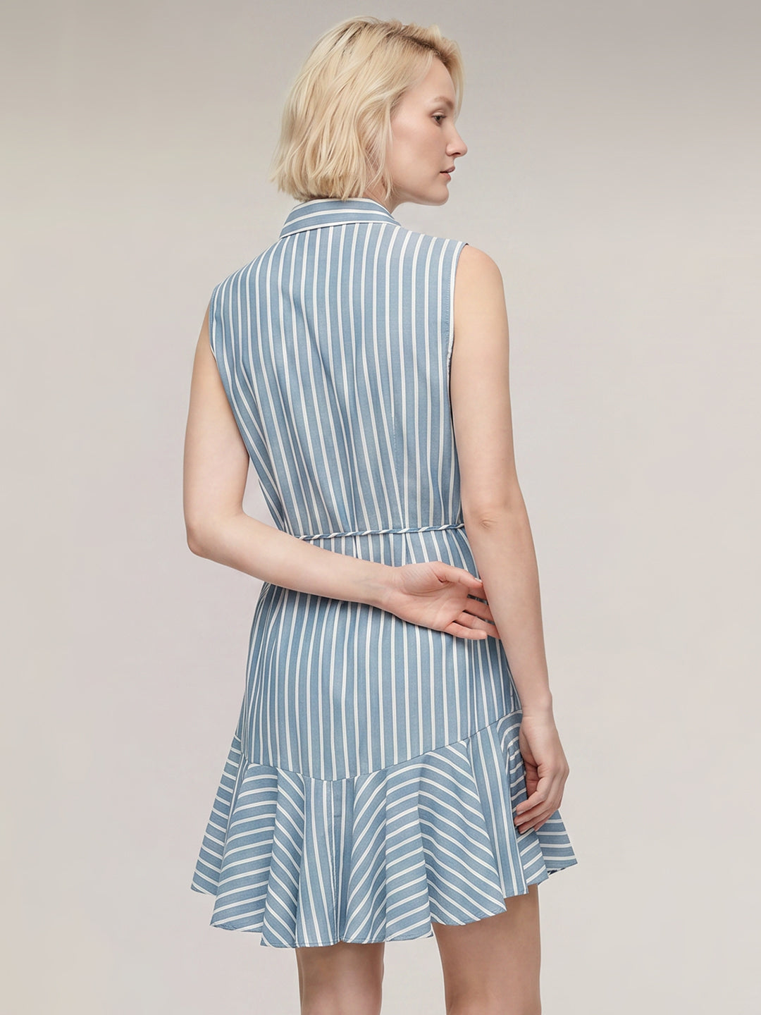 Blue Striped Shirt Dress