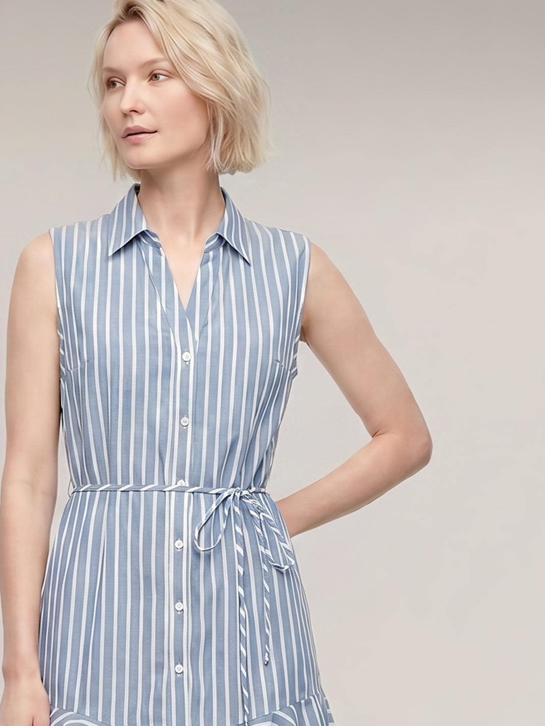 Blue Striped Shirt Dress