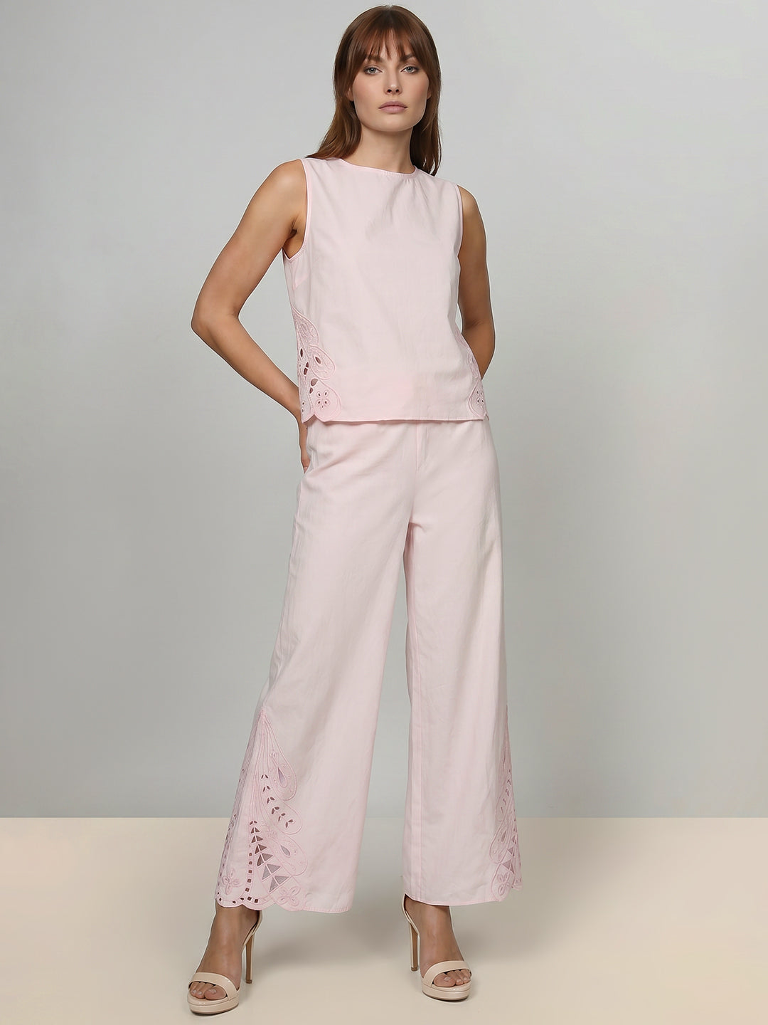 Pink Cut-Work Oversized Top