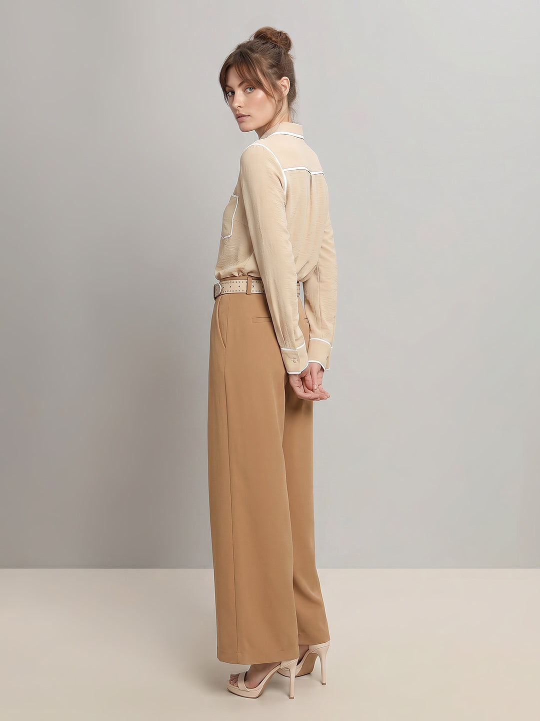 Brown Straight Fit Tailored Pants