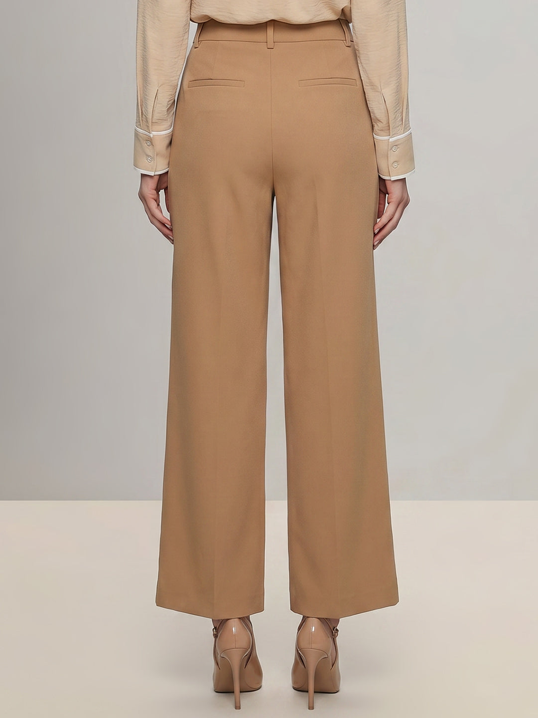 Brown Straight Fit Tailored Pants