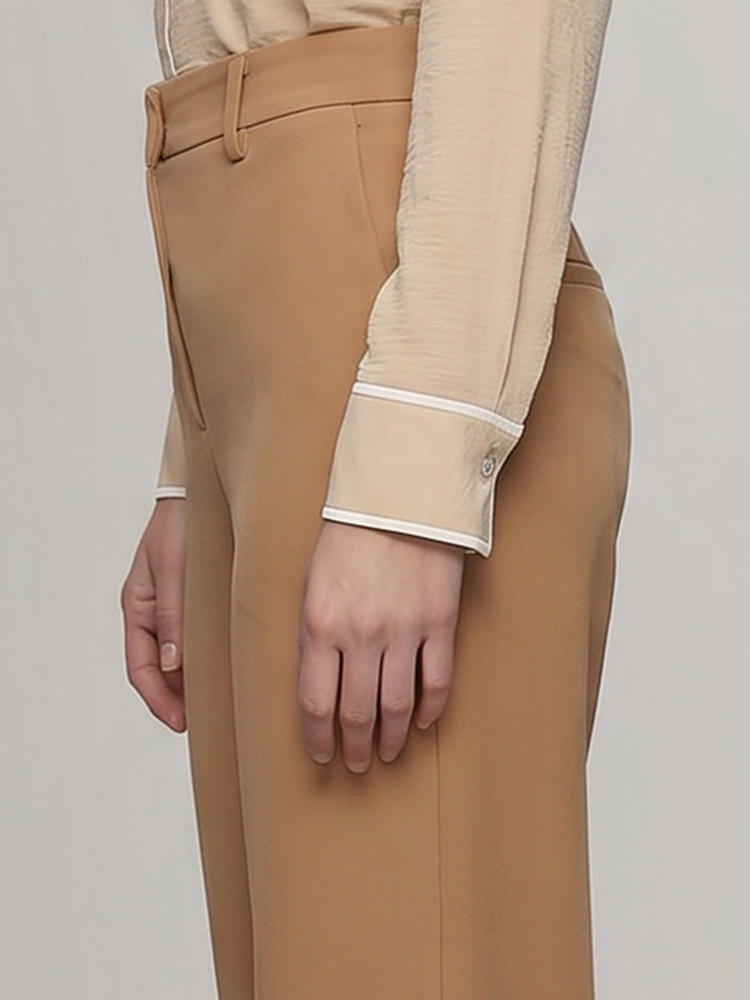 Brown Straight Fit Tailored Pants