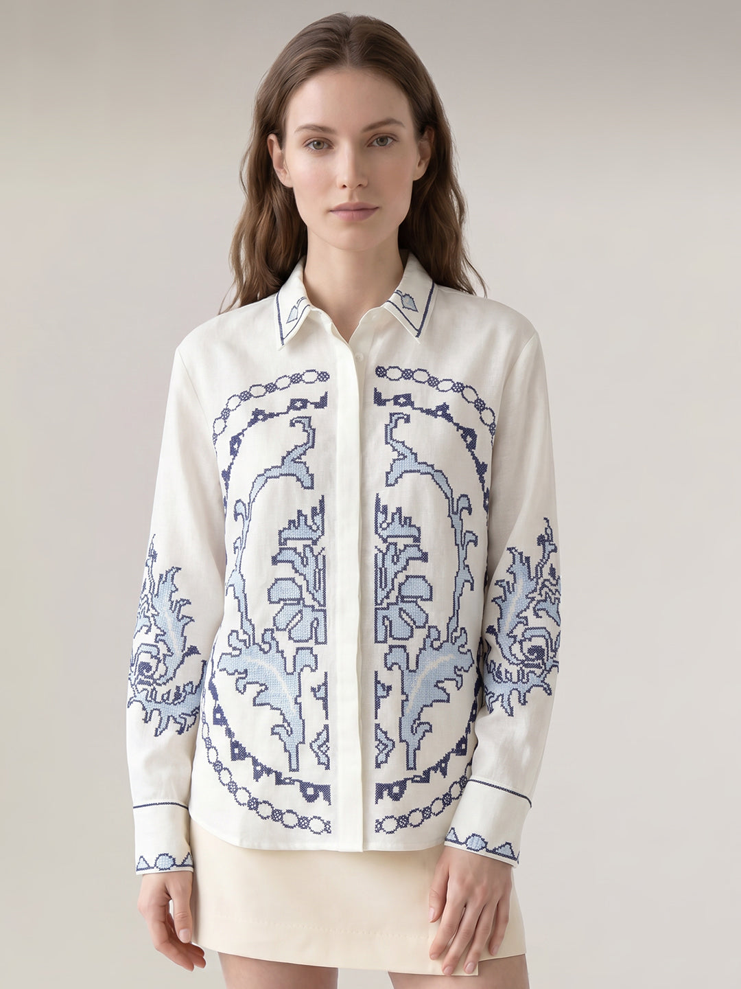 White Embroidered Shirt