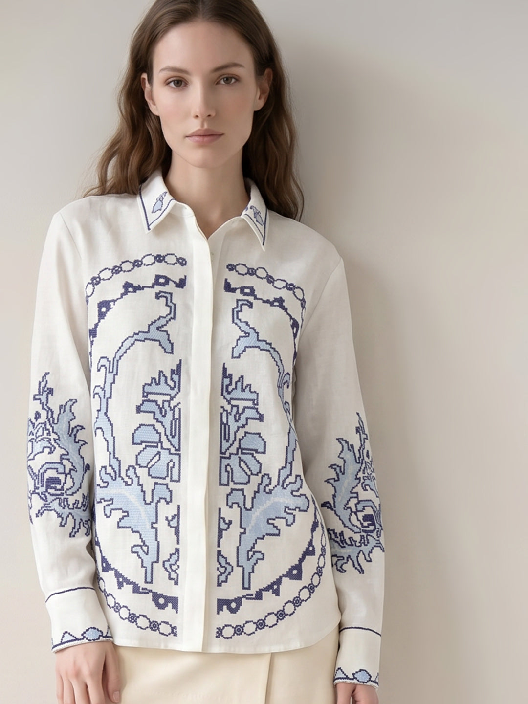 White Embroidered Shirt
