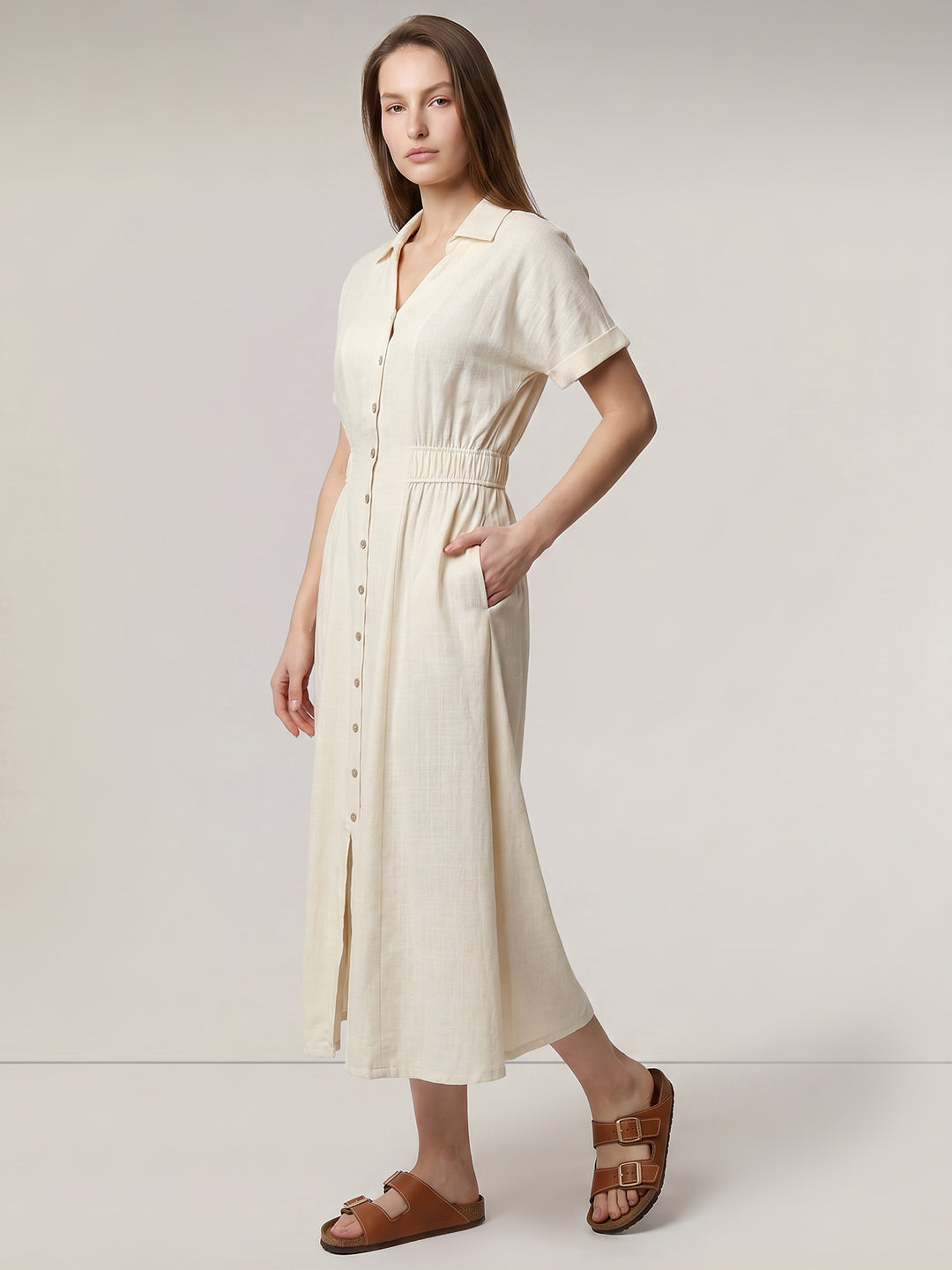Ecru Shirt Dress