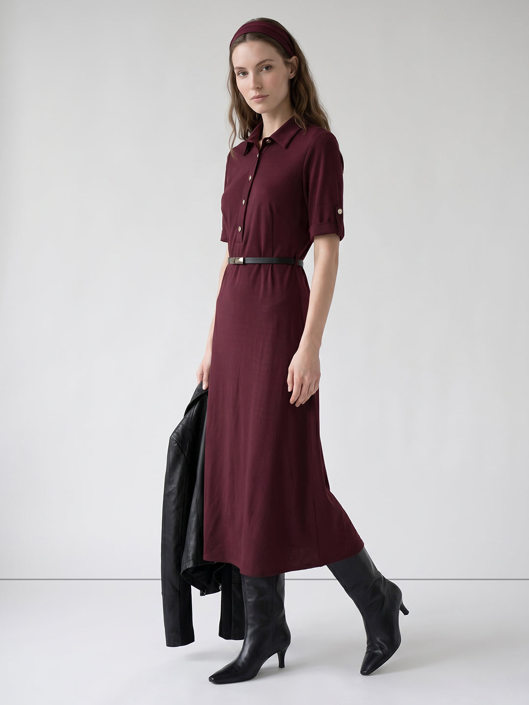 Burgundy Shirt Dress