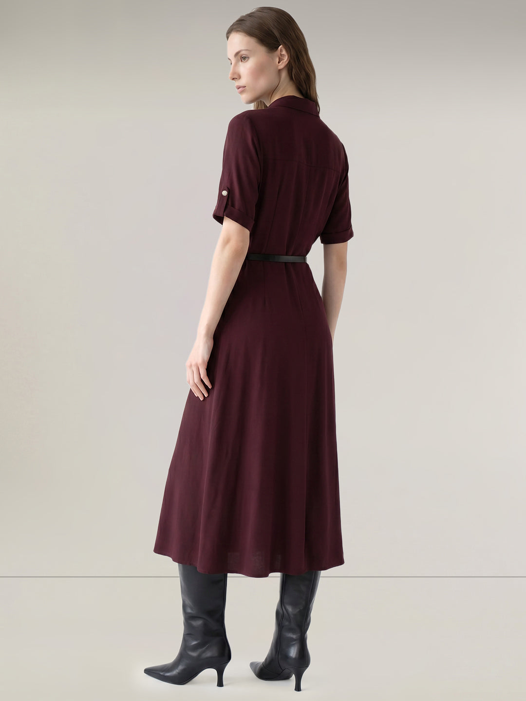 Burgundy Shirt Dress