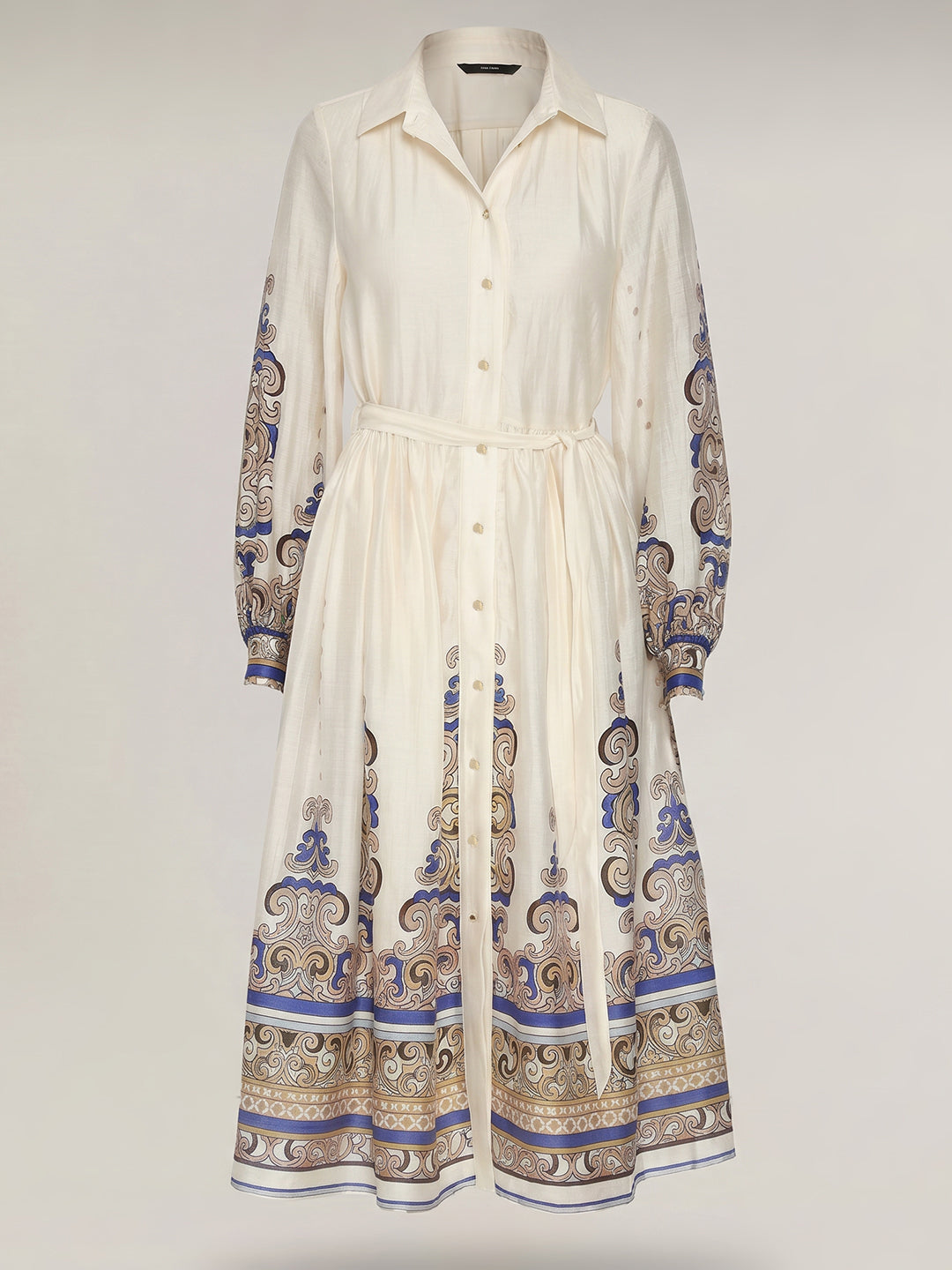 Beige Printed Shirt Dress
