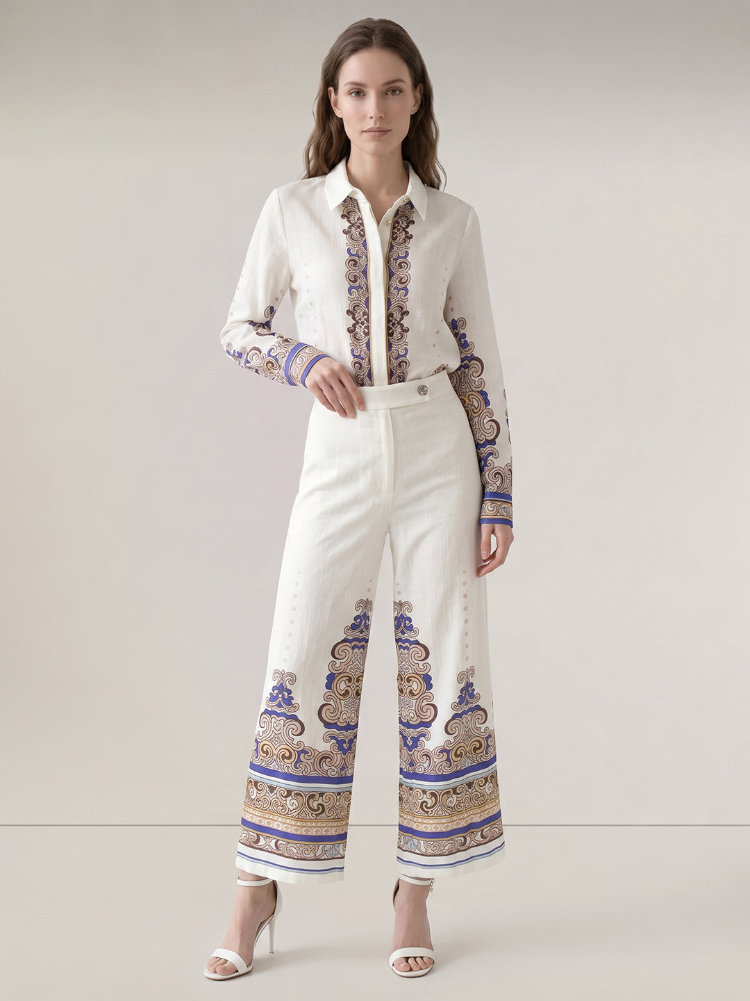 Printed High Rise Pants