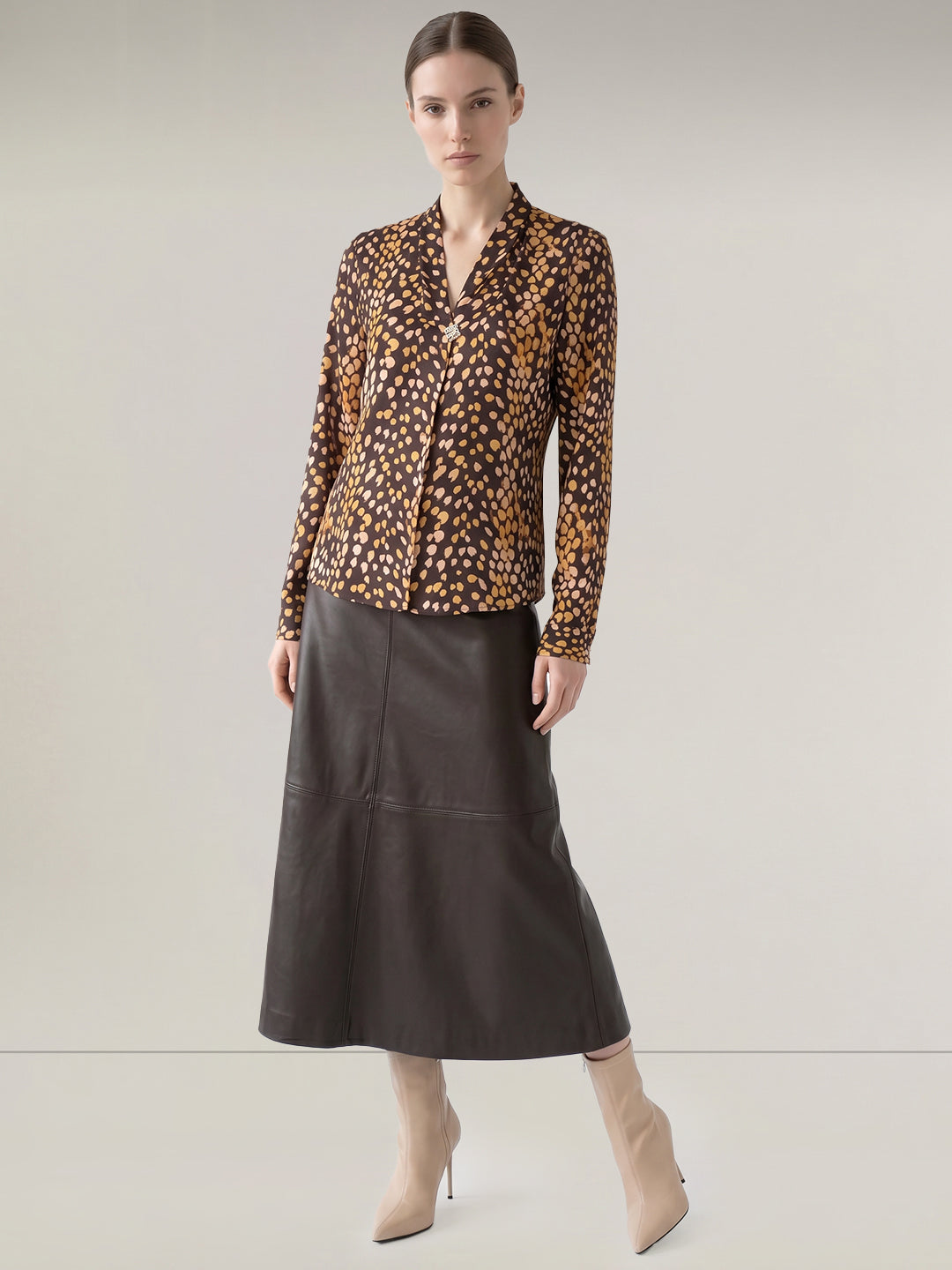 Brown Printed Top