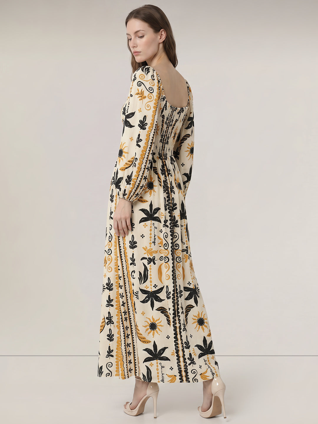 Multi-Colour Printed Midi Dress