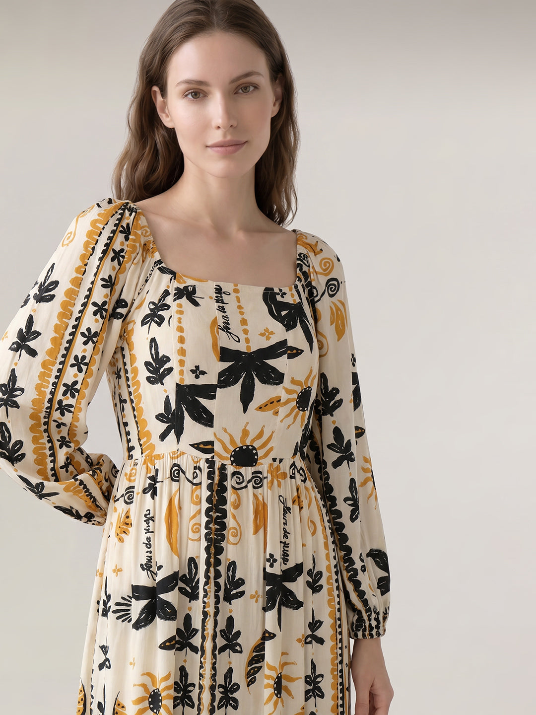 Multi-Colour Printed Midi Dress
