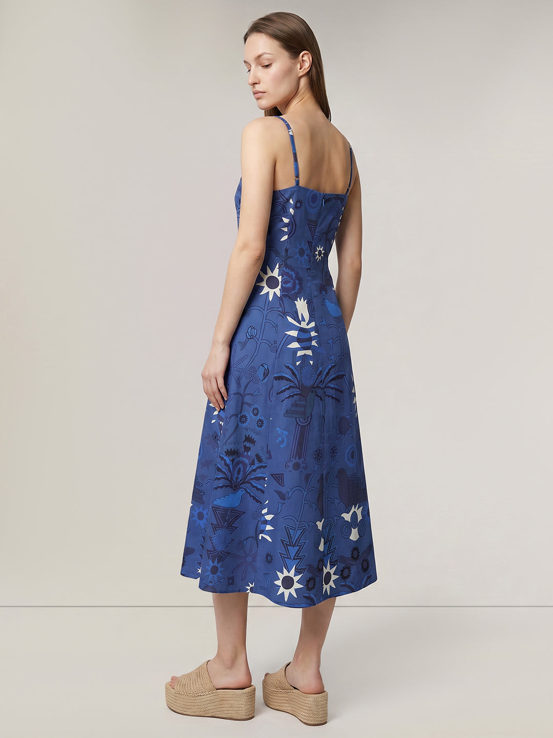 Blur Printed Strappy Midi Dress